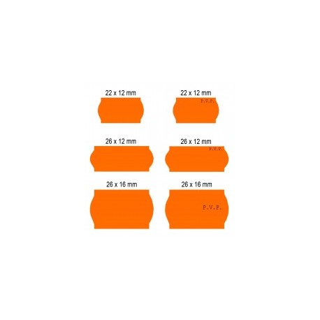 Rollos de etiquetas Flúor Naranja Adhesivo Permanente (40 rollos)