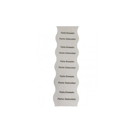 Rollos de etiquetas Onduladas 26X16 blanca Fecha Envasado y Caducidad (40 rollos)